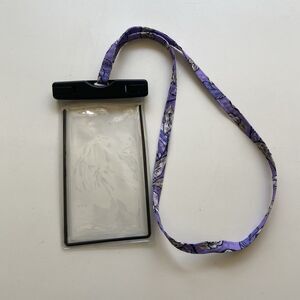 Vera Bradley Waterproof Phone Pouch with Lanyard “Wild Roses Lavender” ID Case